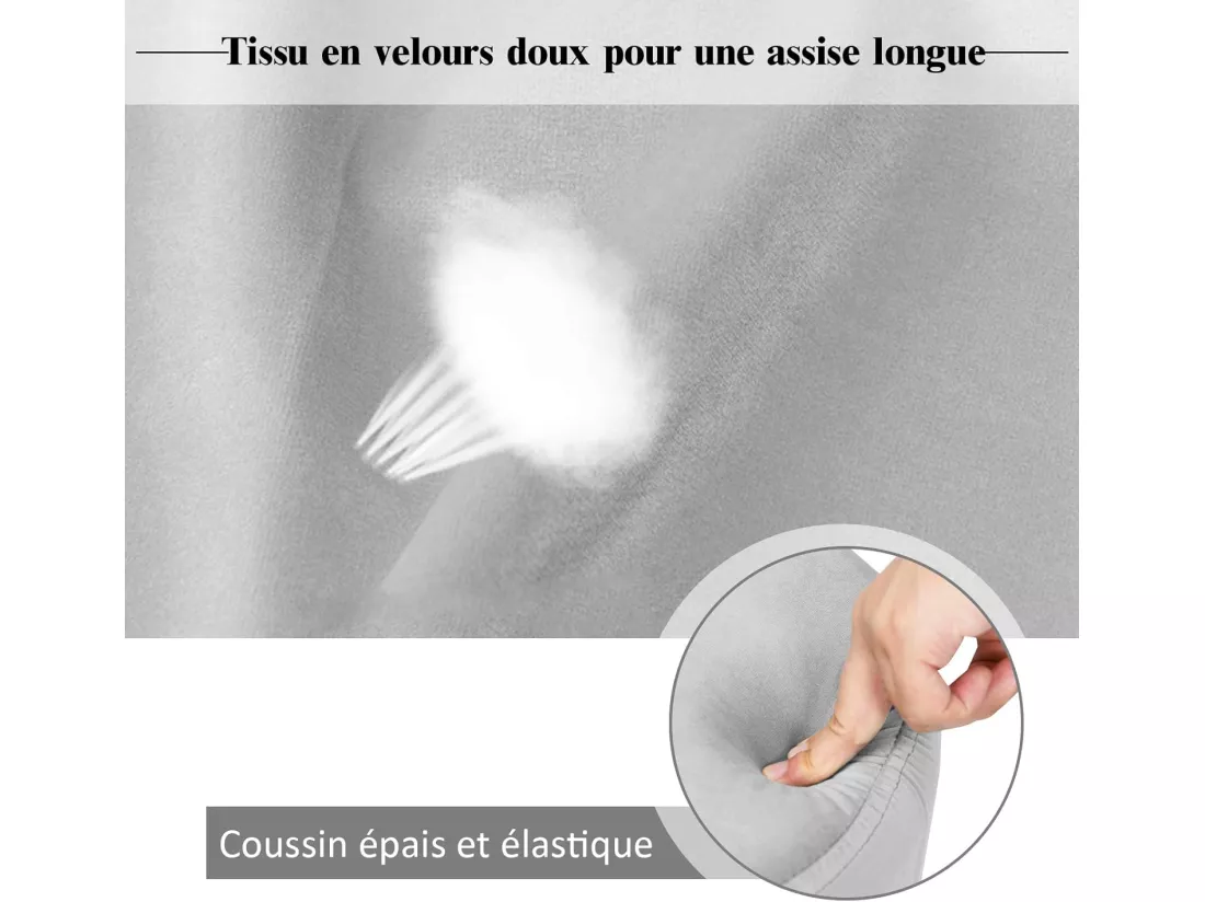 Pouf Tabouret Rond Ø39cm, en Velours avec Pieds Métalliques Robustes, Idéal pour Salon ou Chambre