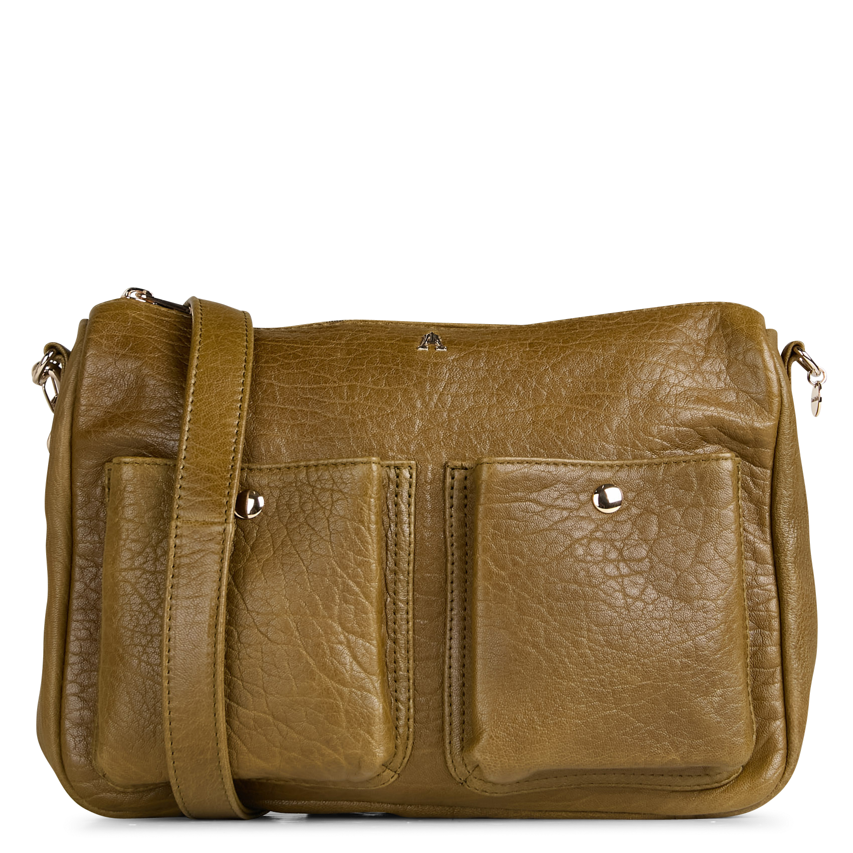 SYSTEME - Sac bandoulière en cuir craquelé | Kaki
