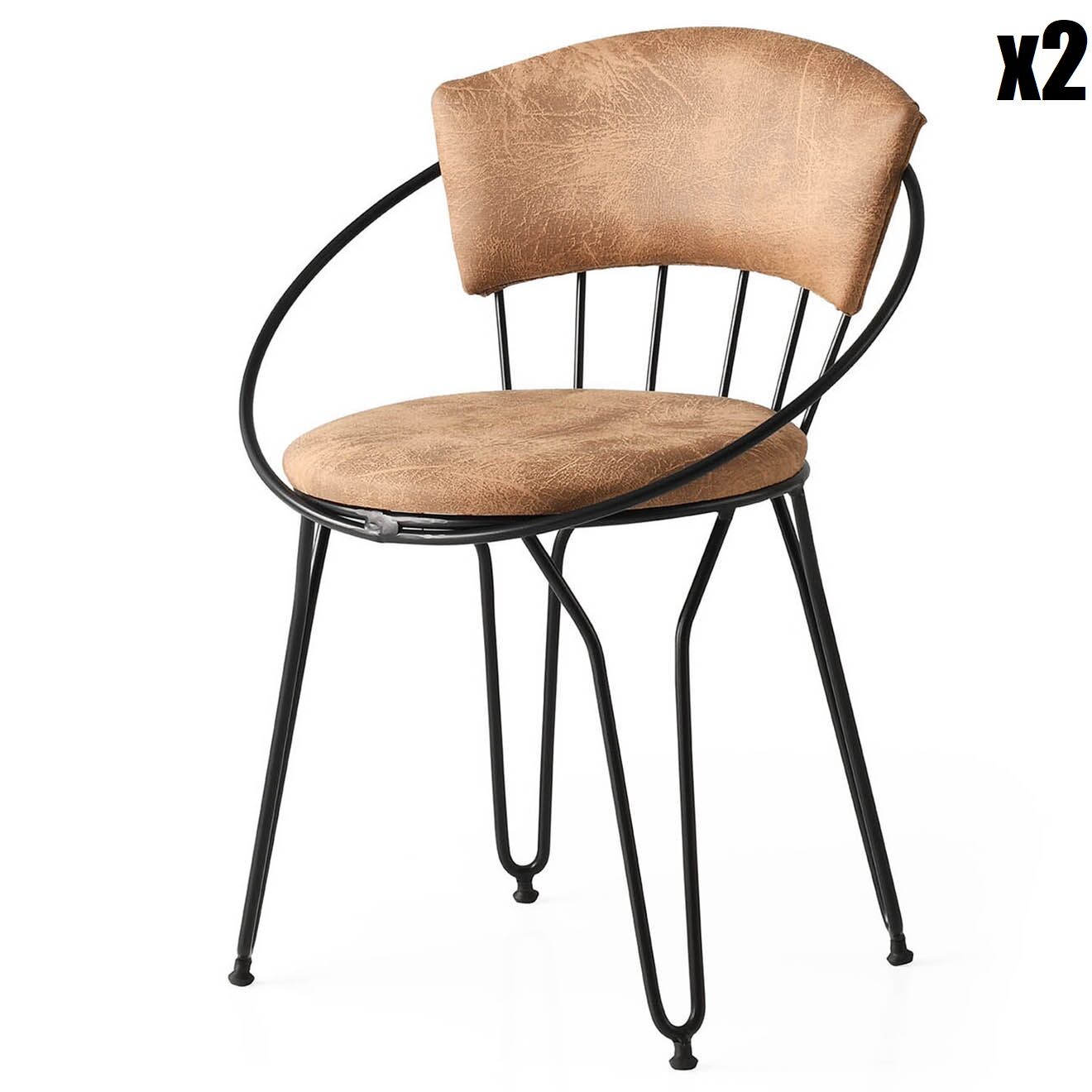 Wooden Art 2 chaises istanbul 965 noir/beige - 60x76.5x50 cm