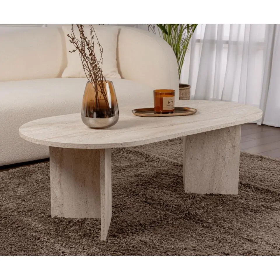 CALICOSY - Salontafel IRIS - Travertijn - 39,8x119x60 cm