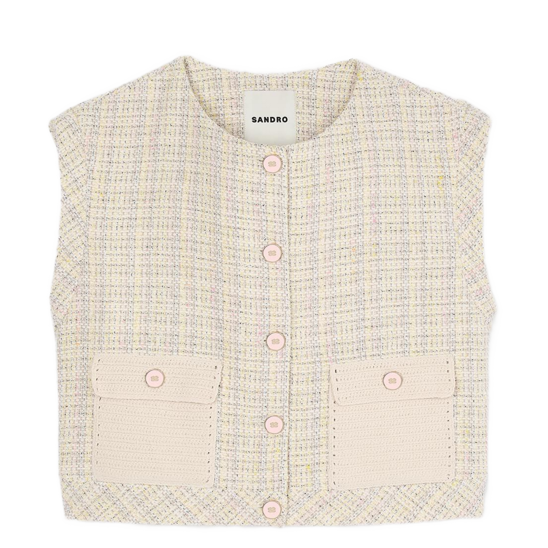 Top droit col rond en coton mélangé | Jaune