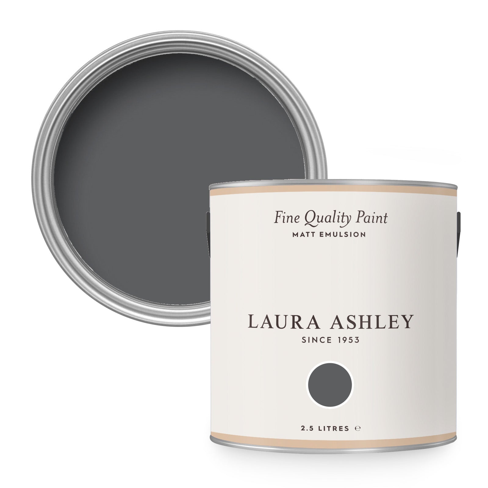 Laura Ashley Muurverf Mat 2.5L Charcoal Zwart