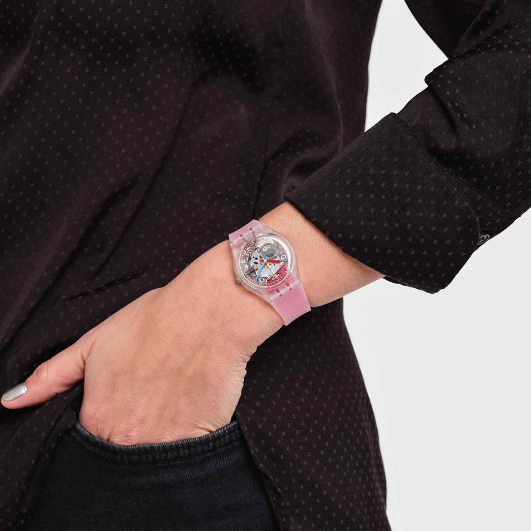 Swatch Original 34 Clearly Red Striped