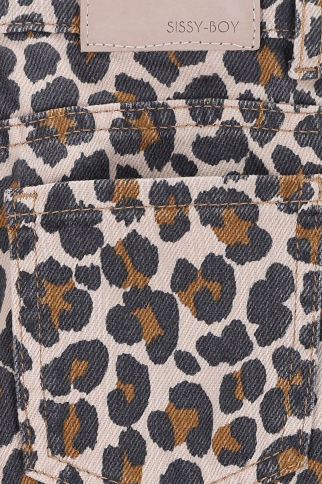 Bruine straight leg jeans met leopard print