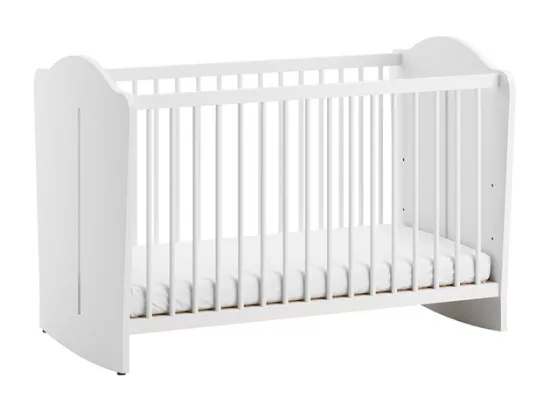 Chambre complète lit bébé 60x120 commode à langer et armoire 2 portes Megeve Blanc