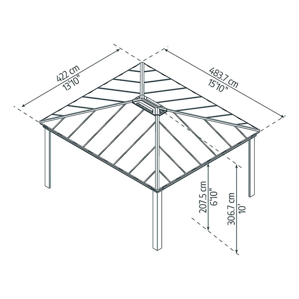 PAVILJONG CANOPIA DALLAS HARDTOP 4,2X4,8M GRÅ