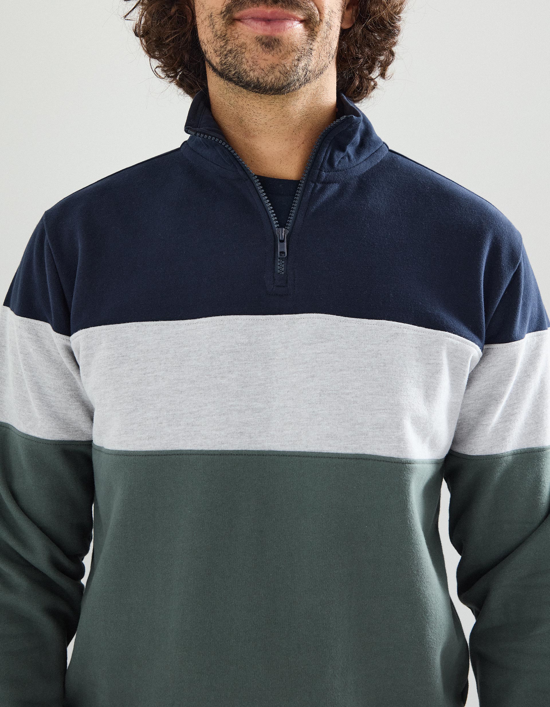 Sweatshirt com Fecho, Homem, Verde Escuro