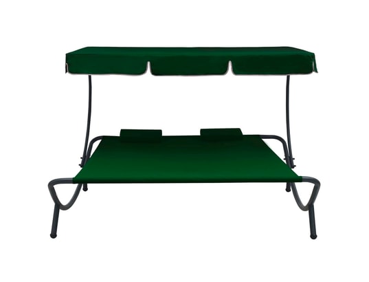 VIDAXL - Lit de repos d'extérieur avec auvent et oreillers vert