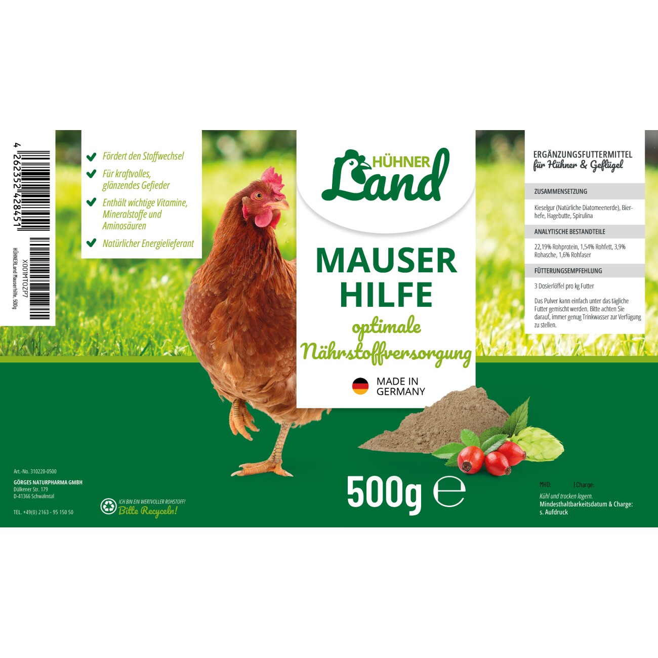 HÜHNER Land Mauserhilfe 500g