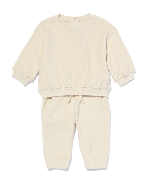 ensemble pull et pantalon en tissu éponge pour bébé écru