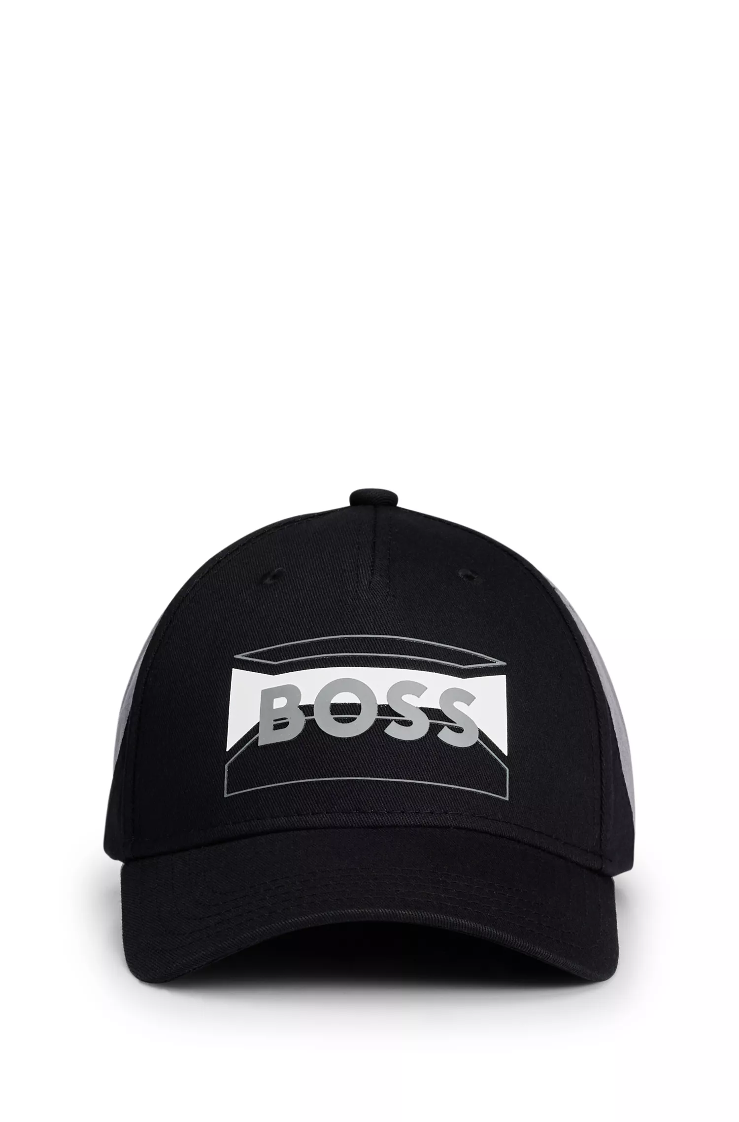 Boné BOSS em sarja de algodão verde com logotipo sazonal contrastante.
