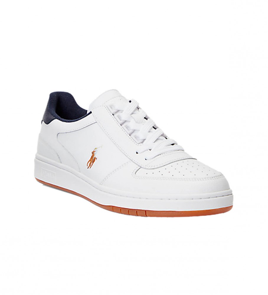 Tênis Ralph Lauren Court de couro cano baixo branco