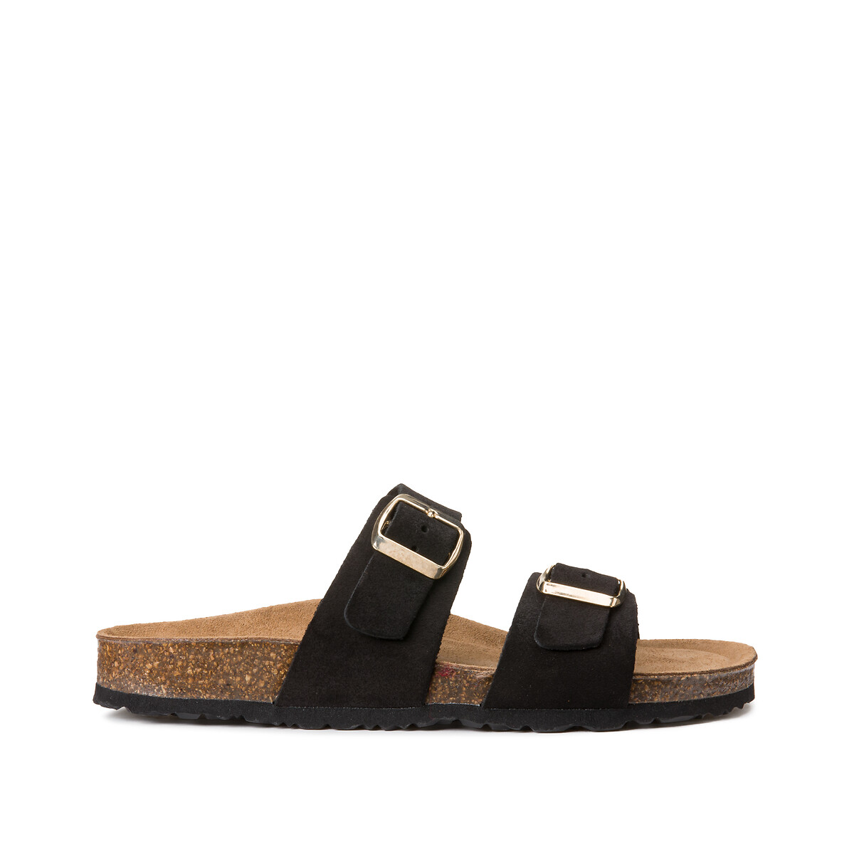 COLEÇÃO LA REDOUTE<br>Mules de camurça com fivelas duplas
