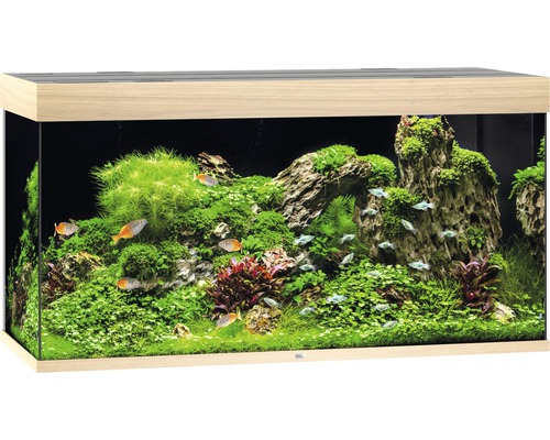 JUWEL Rio 350 aquarium met LED-verlichting, pomp, filter, verwarming (zonder kast), licht hout