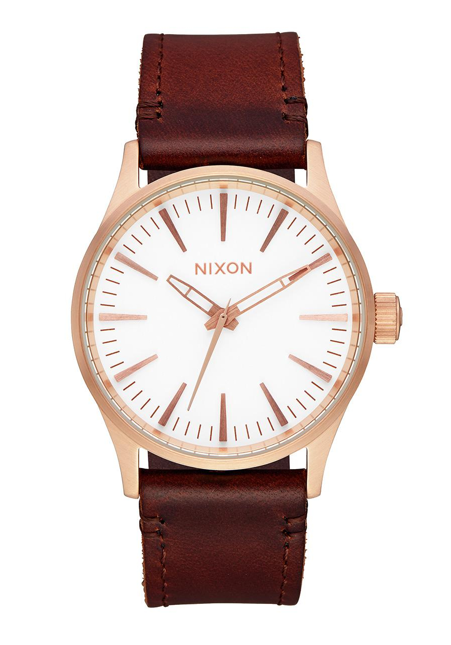 Nixon The Sentry 38 Leather Rose Gold / White / Brown