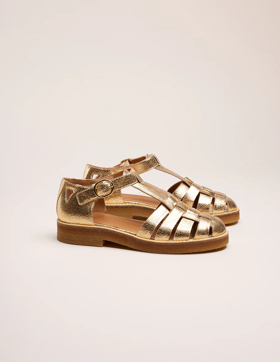 Sandales Charlie - Cuir craquelé doré