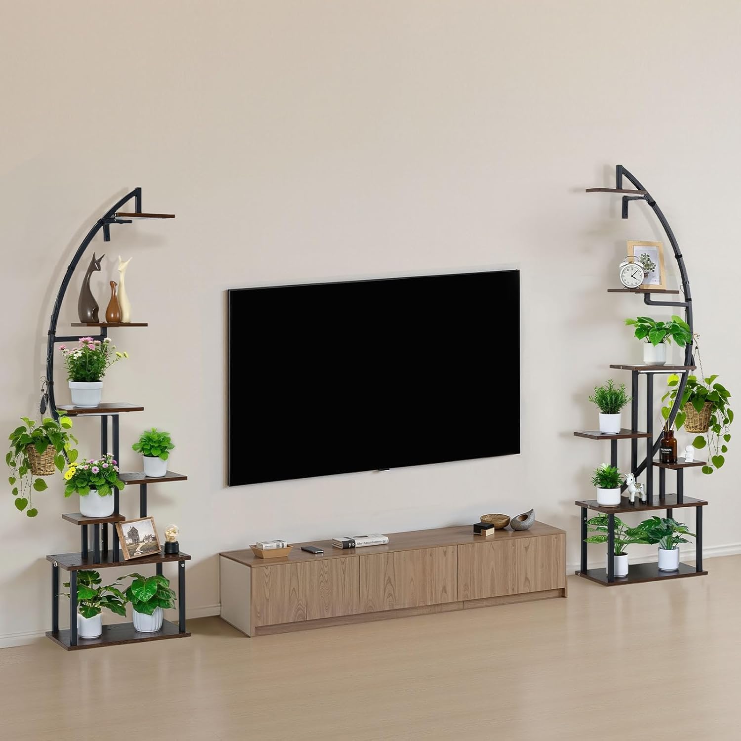 VEVOR Pflanzenständer mit Wachstumslichtern 2er Pack, 7-stufiger Blumenständer, Blumentreppe, Pflanzentreppe, 3 Timer- & 10 Helligkeitsstufen, Blumenregal für das Wohnzimmer, 550x260x1665mm