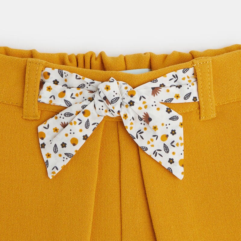Short à pans effet jupe jaune bébé fille Jaune