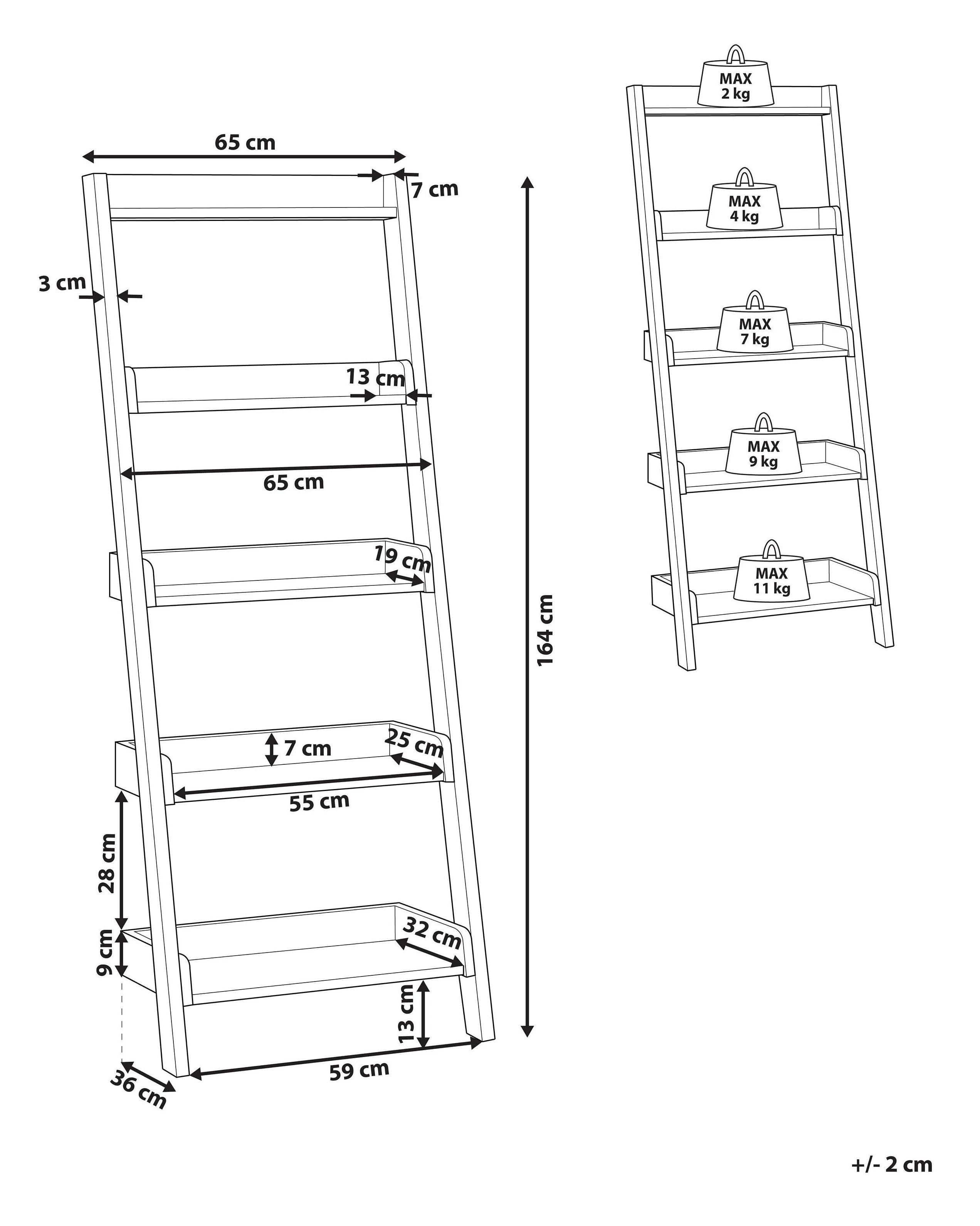 Opbergkast met 5 planken MOBILE TRIO 164 cm Bruin/wit