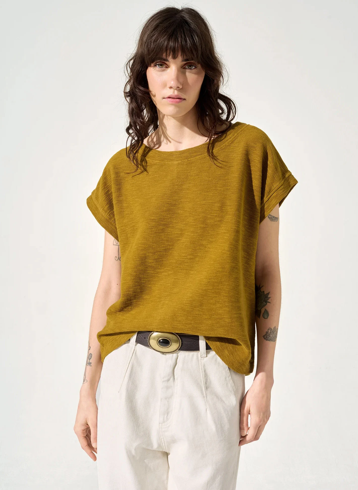 MARCIA - Tee-shirt ample en coton mélangé | Jaune