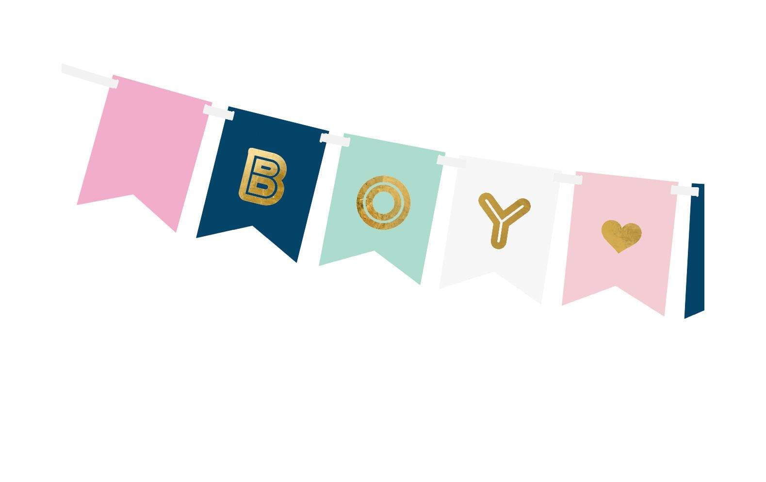 Girlande Boy or Girl 1.75 m, in Blau/Gold/RosaDekoration für die Gender Reveal Party oder Babyshower eines Säuglings
