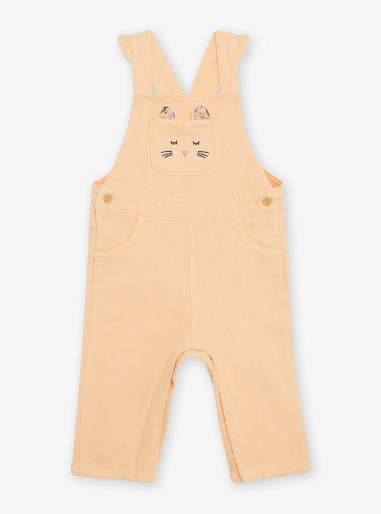 Salopette orange clémentine en twill à découpe oreilles de chat