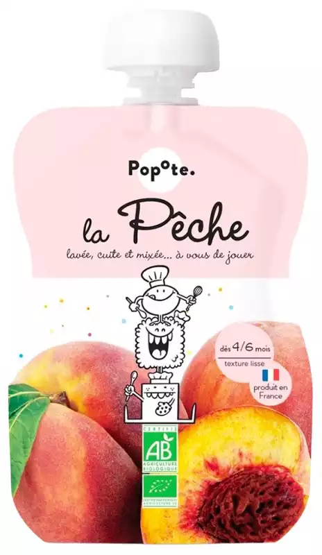 Petite gourde de Pêche dès 4 mois - L'unité 120g