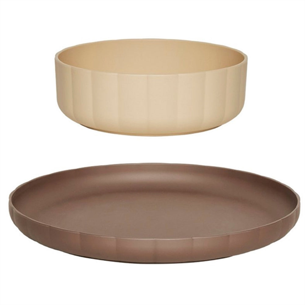 Køb OYOY Pullo Tallerken og Skål Taupe / Vanilla | Luksusbaby