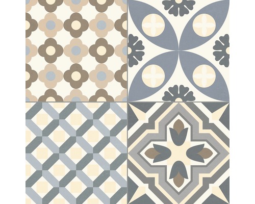 Porseleinen wand- en vloertegel Heritage grijs in 19 verschillende designs 33,15 x 33,15 cm