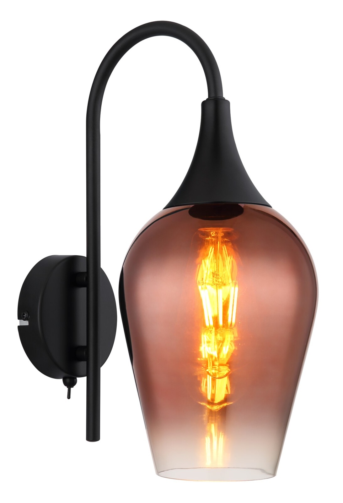 Wandleuchte - schwarz matt - kupferfarben - 36 cm