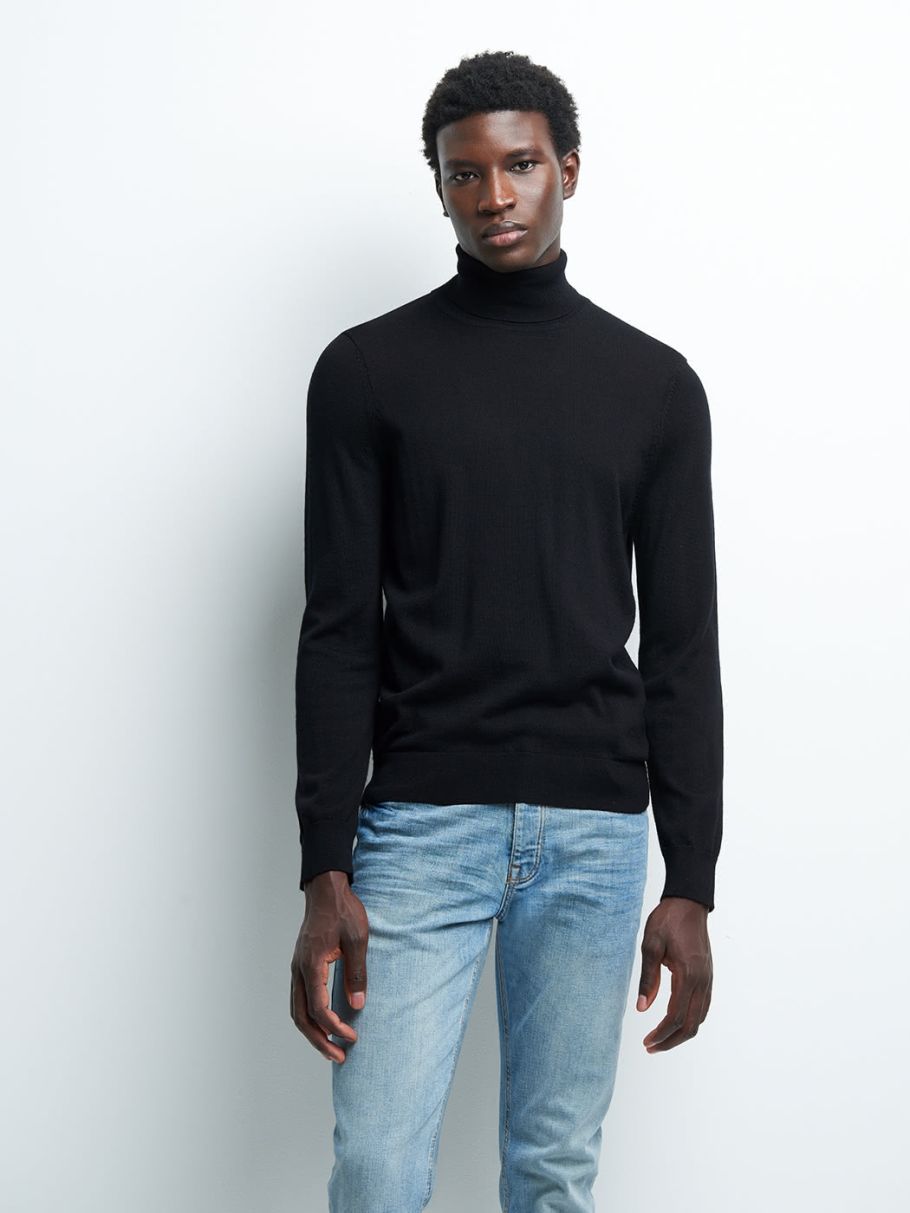 Pull col roulé en laine mérinos