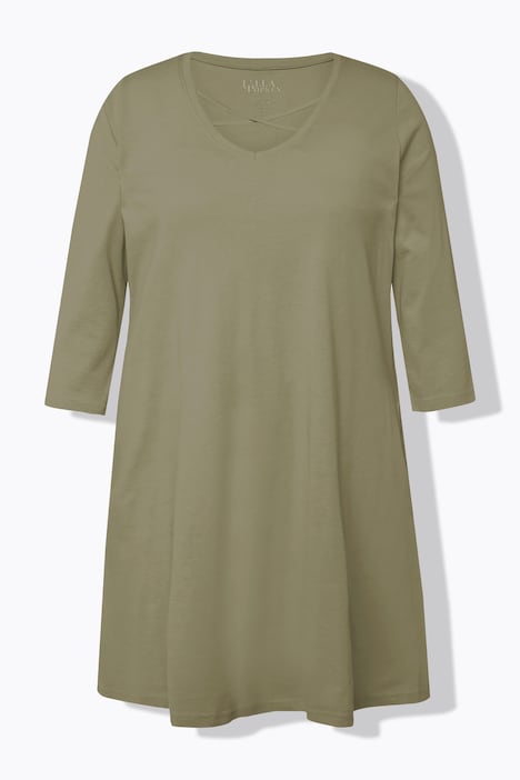 Longshirt, Zierbänder, A-Linie, V-Ausschnitt, 3/4-Arm
