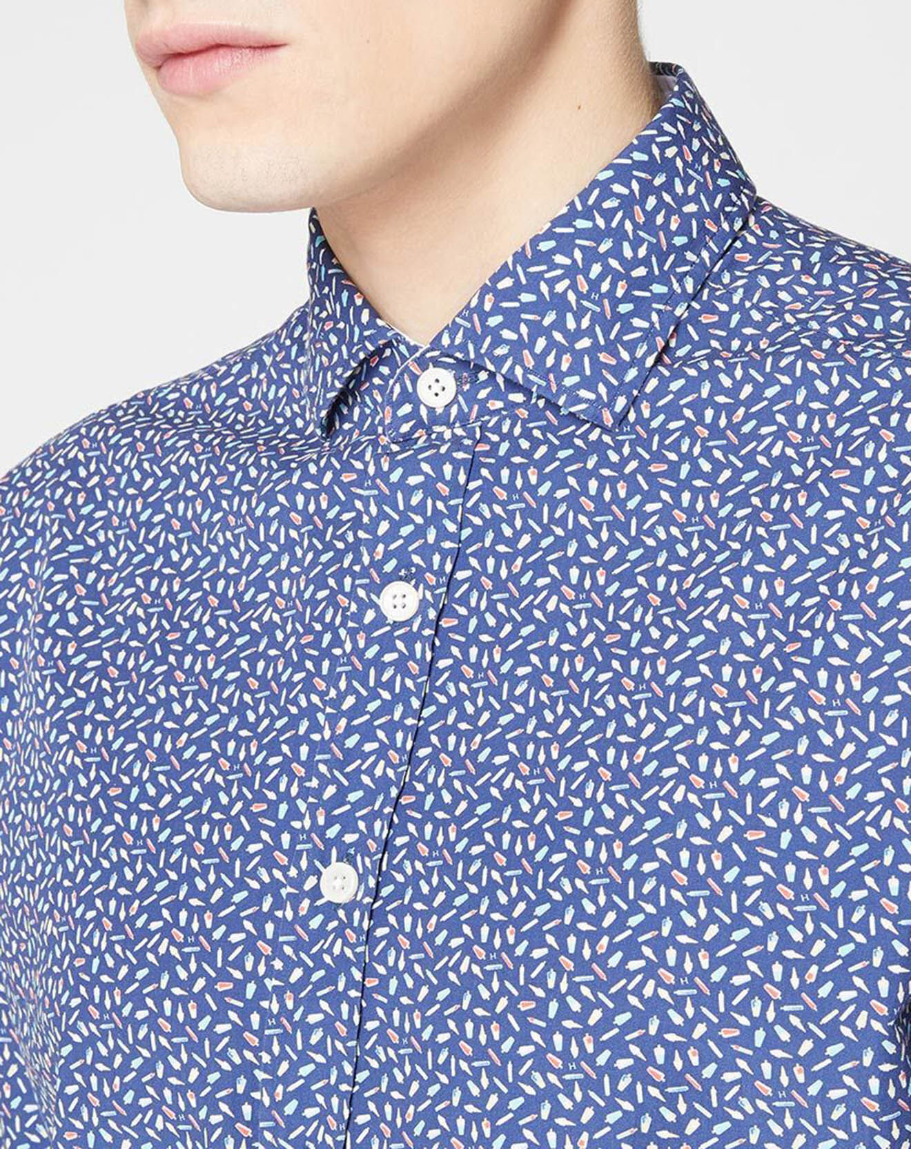 Hackett London Chemise Slim Fit imprimée bleu foncé