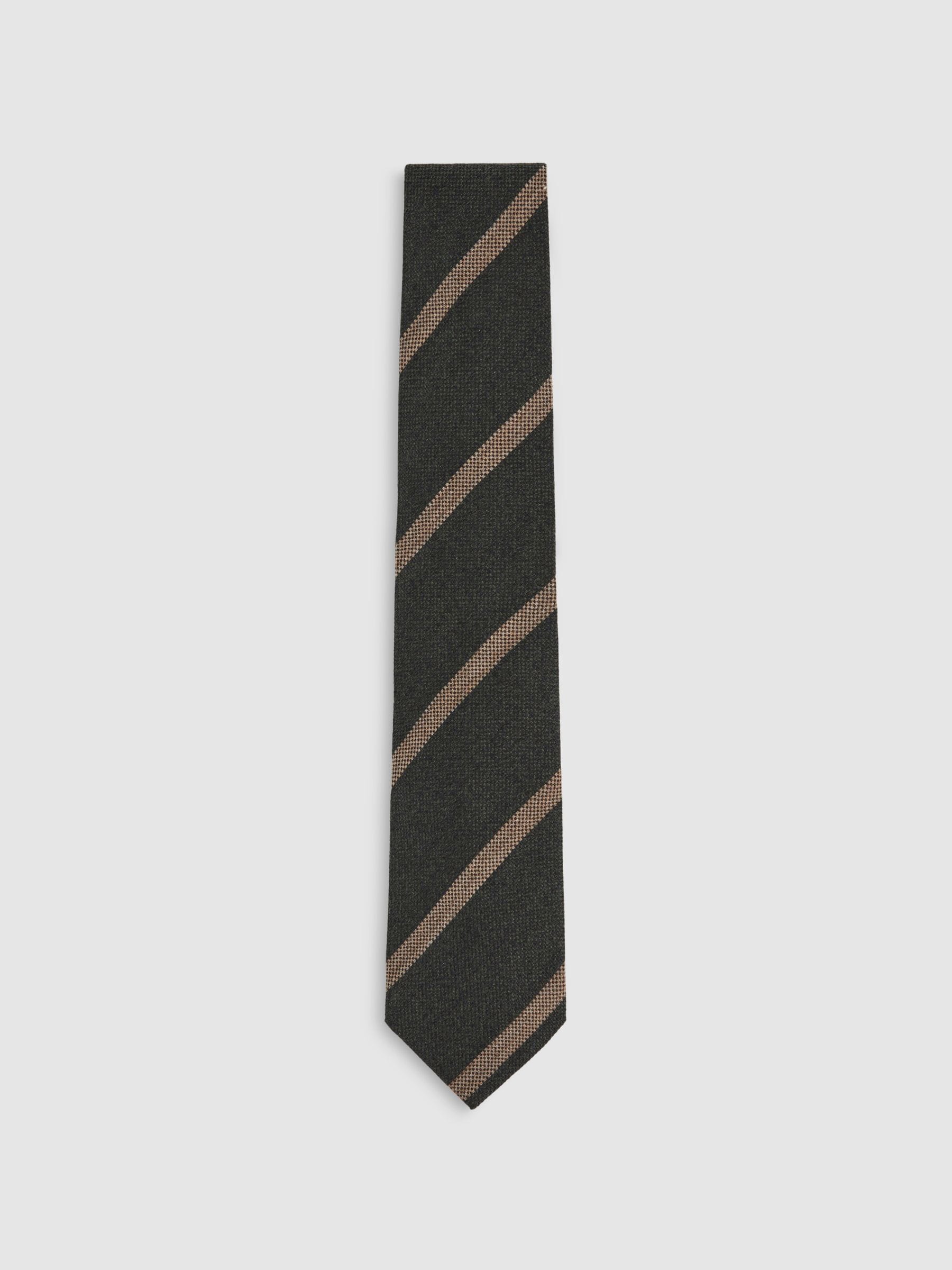 Donkergroen - Reiss Sante Wool-Silk Striped Tie