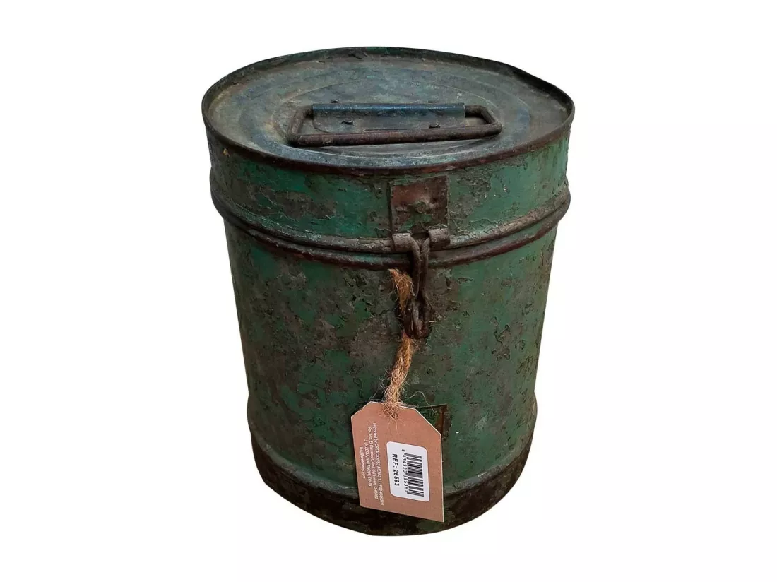 Bidon en metal marron 19x19x24h