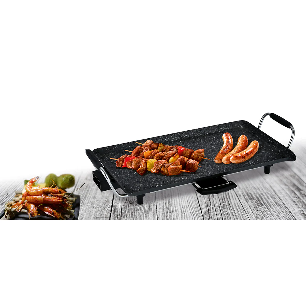 SOGO Elektrischer Tischgrill mit Marmorbeschichtung, 46x26cm, 2000W