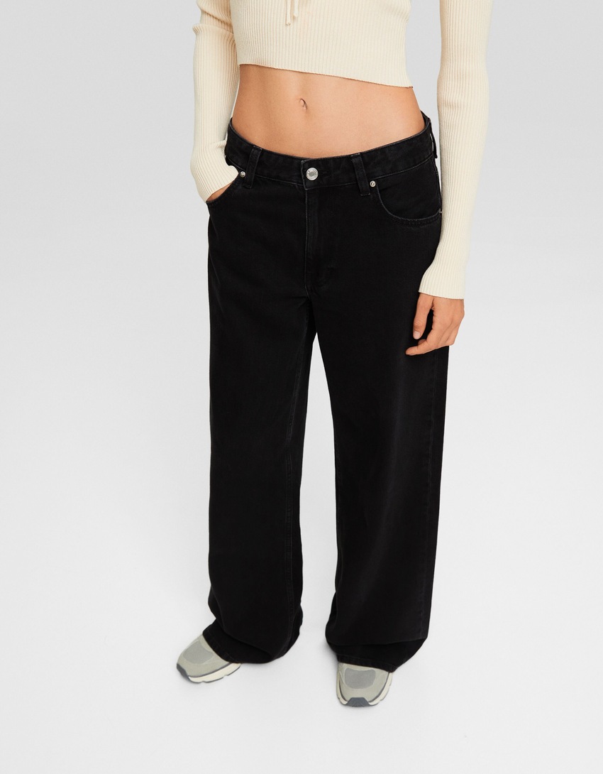 calça jeans de perna larga