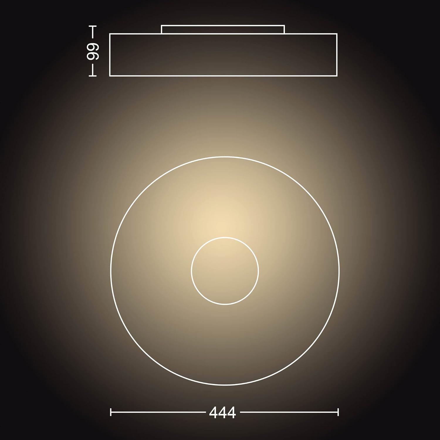 Philips Hue White Ambiance Fair Deckenleuchte schwarz 2750lm inkl. Dimmschalter, dimmbar, alle Weißschattierungen, steuerbar via App, kompatibel mit Amazon Alexa (Echo, Echo Dot)