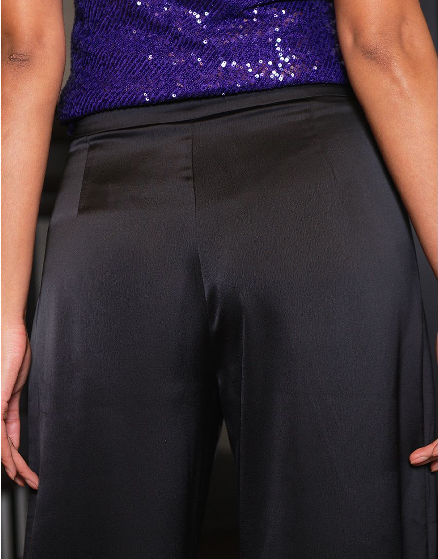 Pantalon chic satiné noir