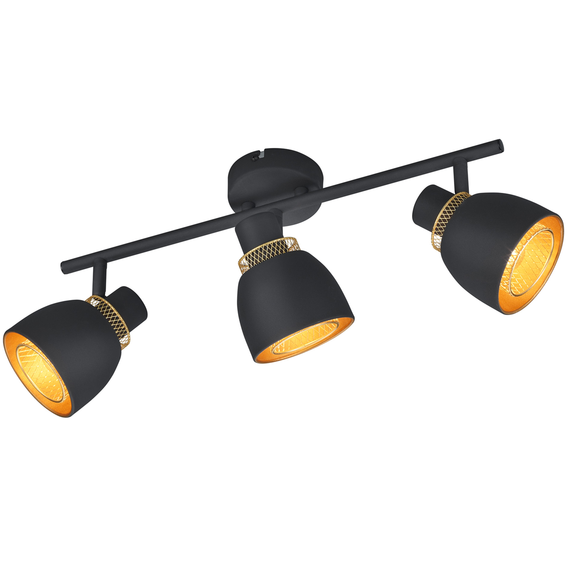 Spotbalken - schwarz matt - goldfarben - 3-flammig