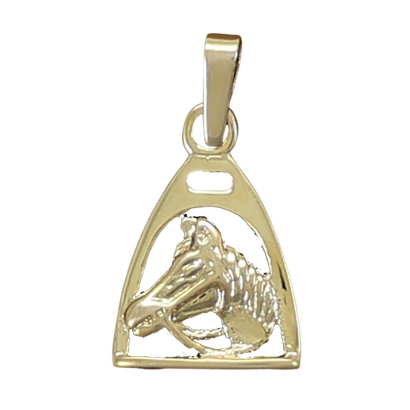 Pendentif cheval étrier et tête de cheval - Plaqué or