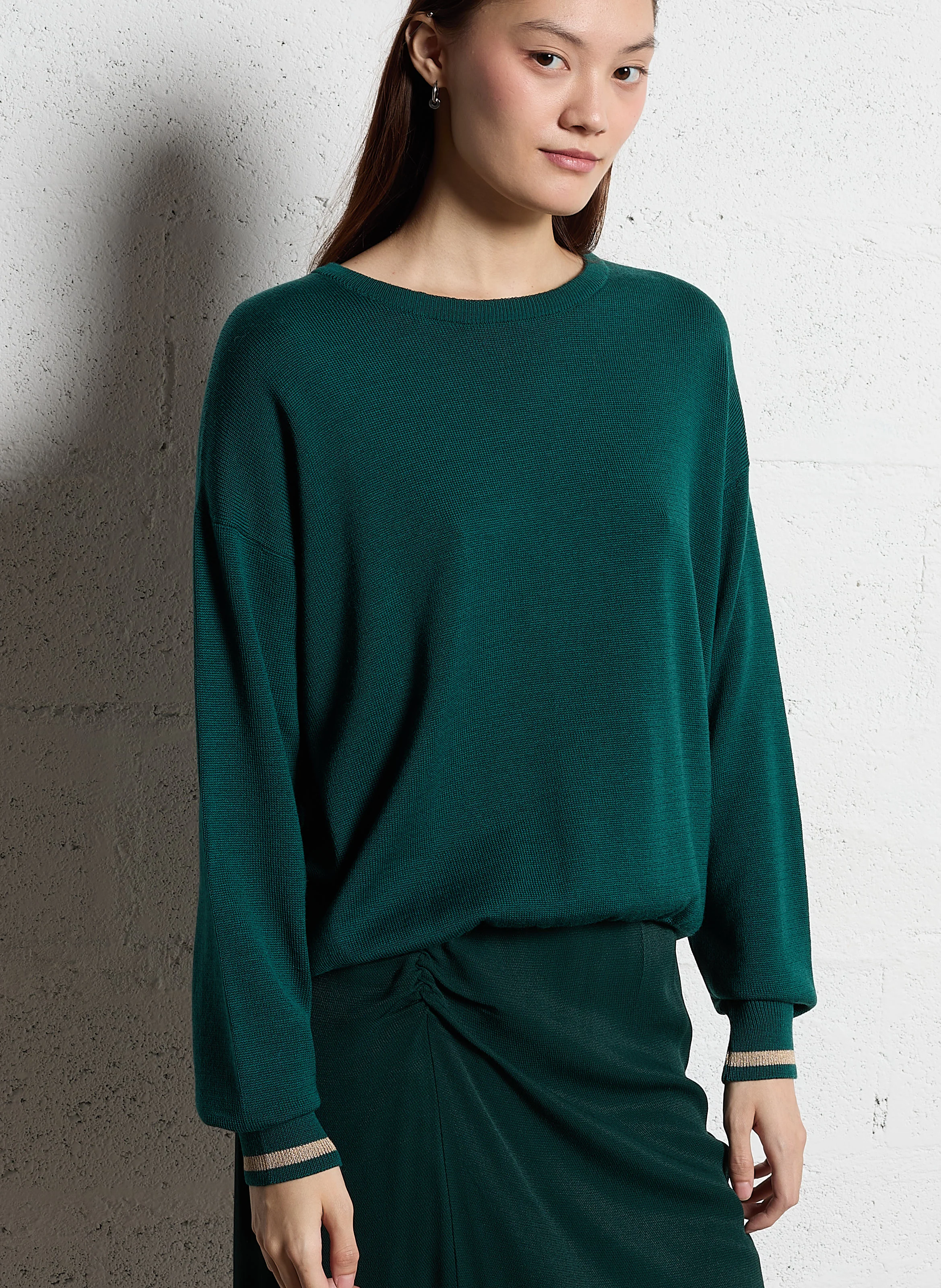 AGATHE - Pull droit en laine I.CODE x LA FRANCAISE | Vert