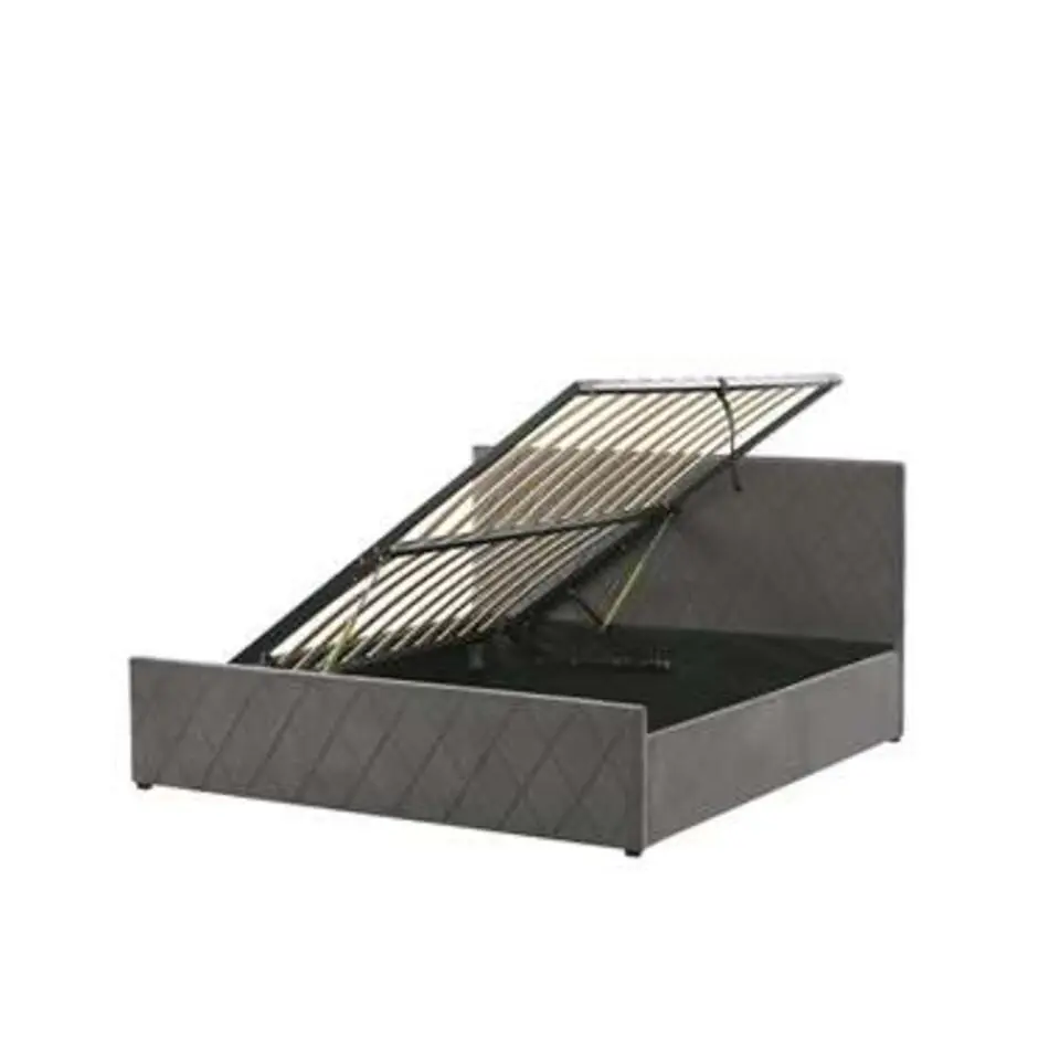 ROCHEFORT - Bed met opbergruimte - Grijs - 160 x 200 cm - Fluweel