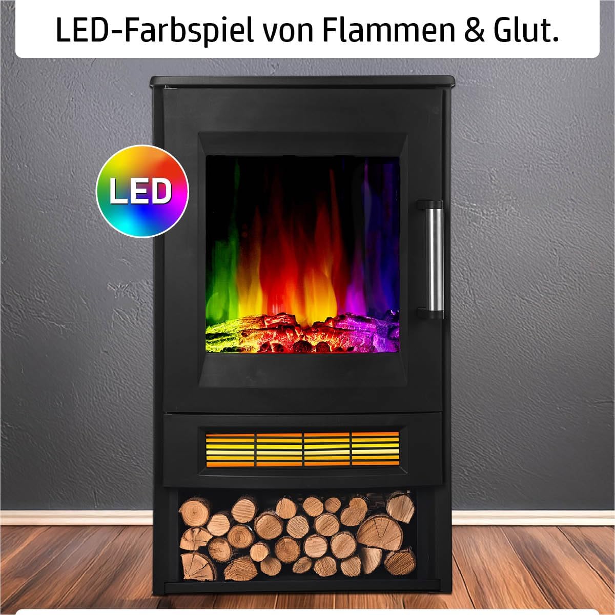 Elektrokamin | 2 Heizstufen | 900W - 2000W | viele Modelle | LED - 3D Flammeneffekt mit Farbwechsel | inkl. Fernbedienung Timer & Thermostat | Überhitzungsschutz | Magnus