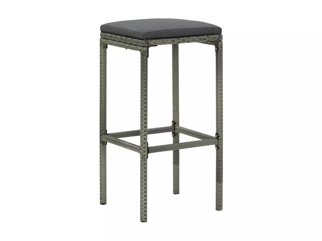 Ensemble de bar 3 pcs Résine tressée Gris