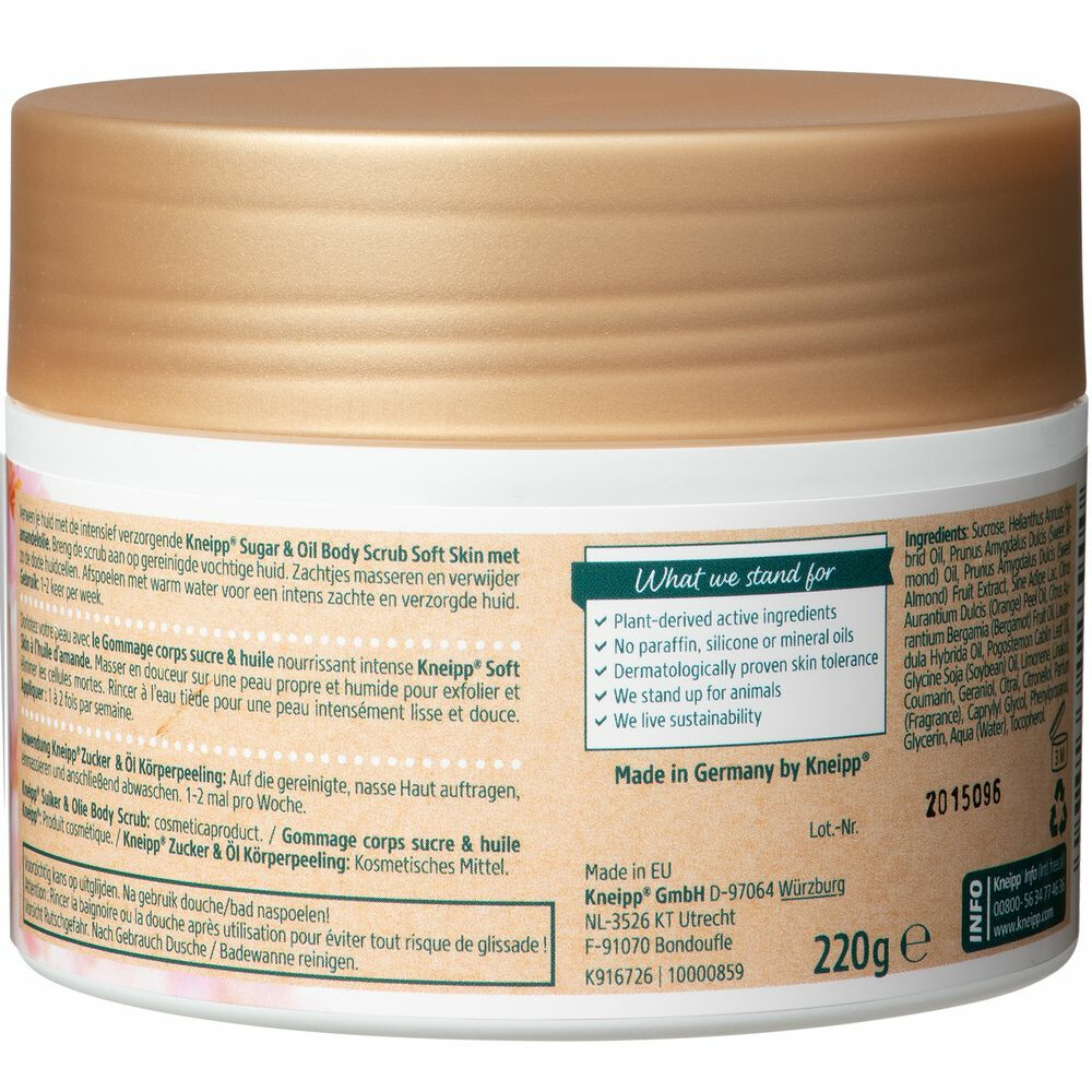 4x Kneipp Soft Skin Sugar Body Scrub Amandel220 gr