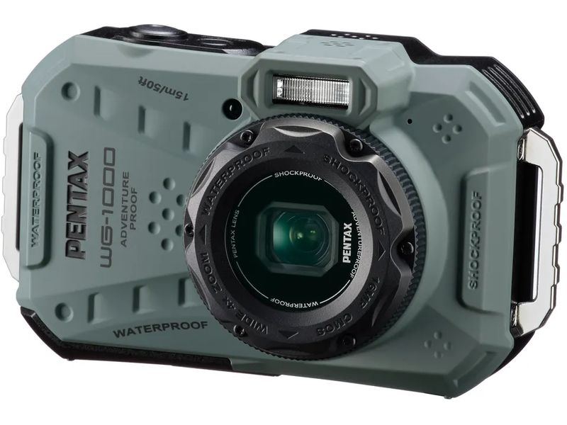 Pentax Unterwasserkamera WG-1000 - Olive Wasserdichte digitale Kompaktkamera der Einstiegsklasse