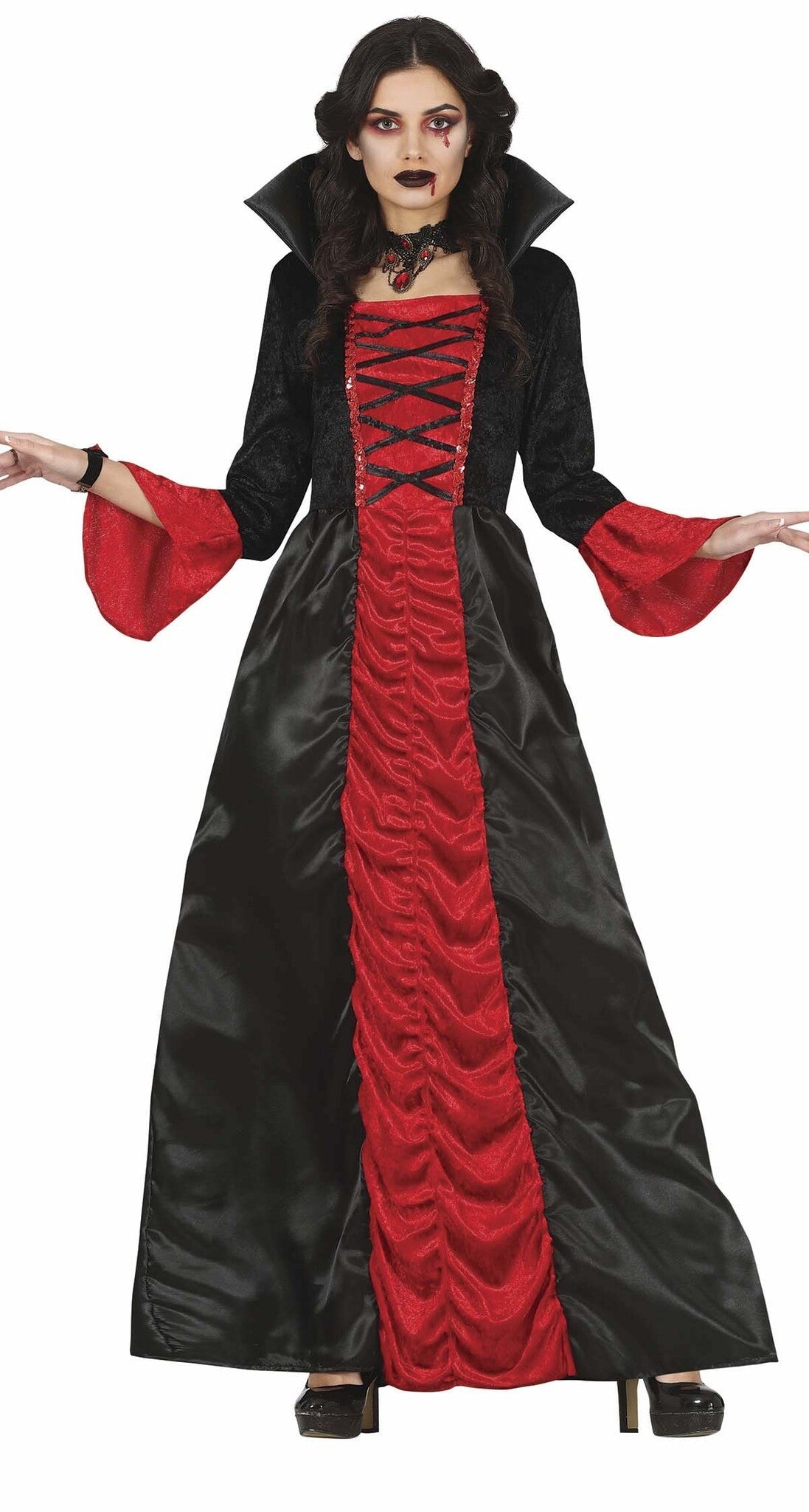 Vampier Halloween Kostuum Dames Rood Zwart