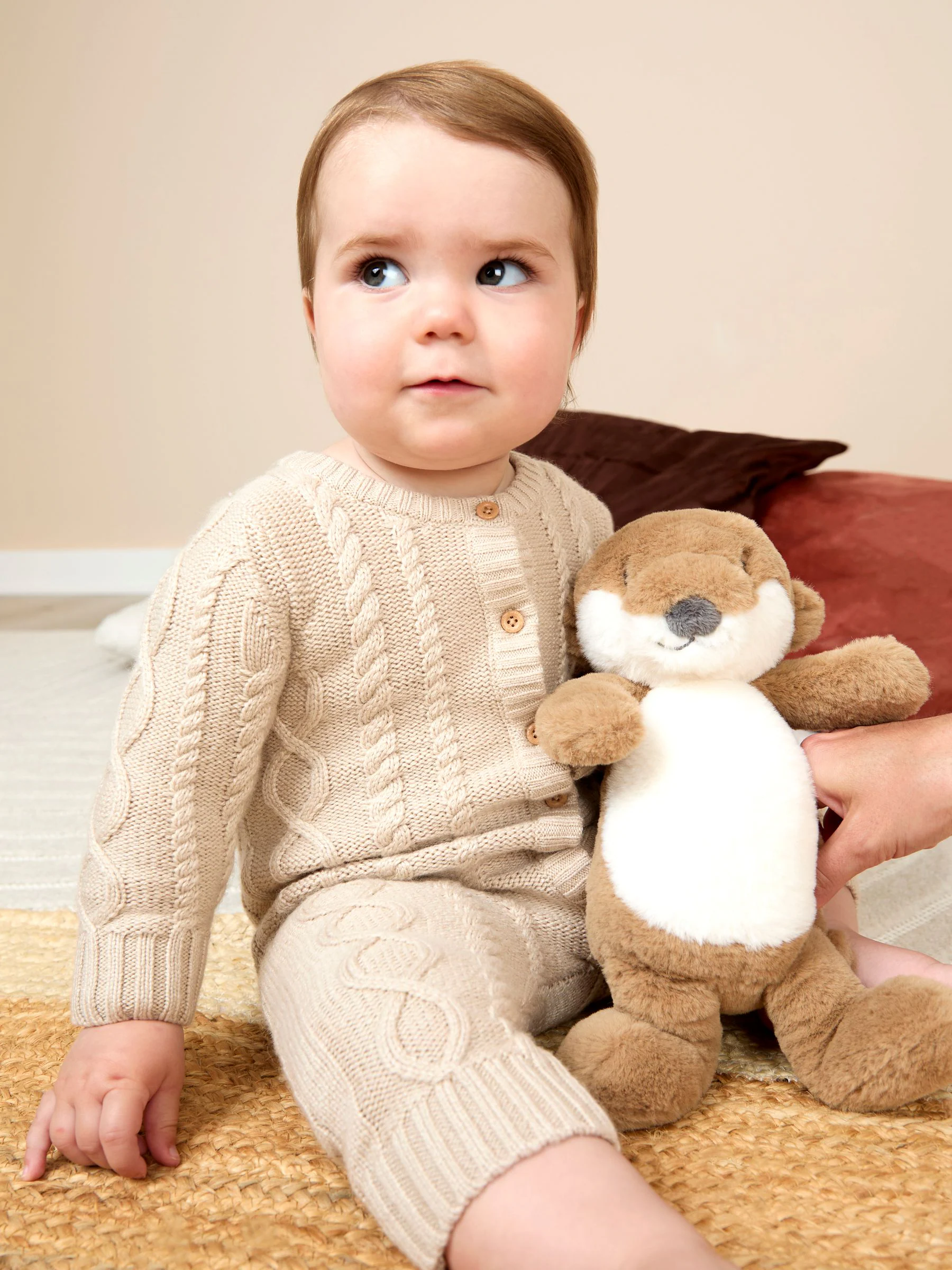 JoJo Maman Bébé Cable Knit All-In-One With Hat