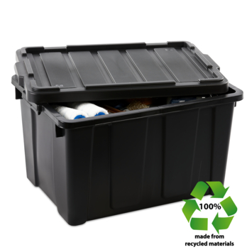 Iris Powerbox Robuust Opbergbox - 68L - 100% Recycled Kunststof - Zwart - Set van 3